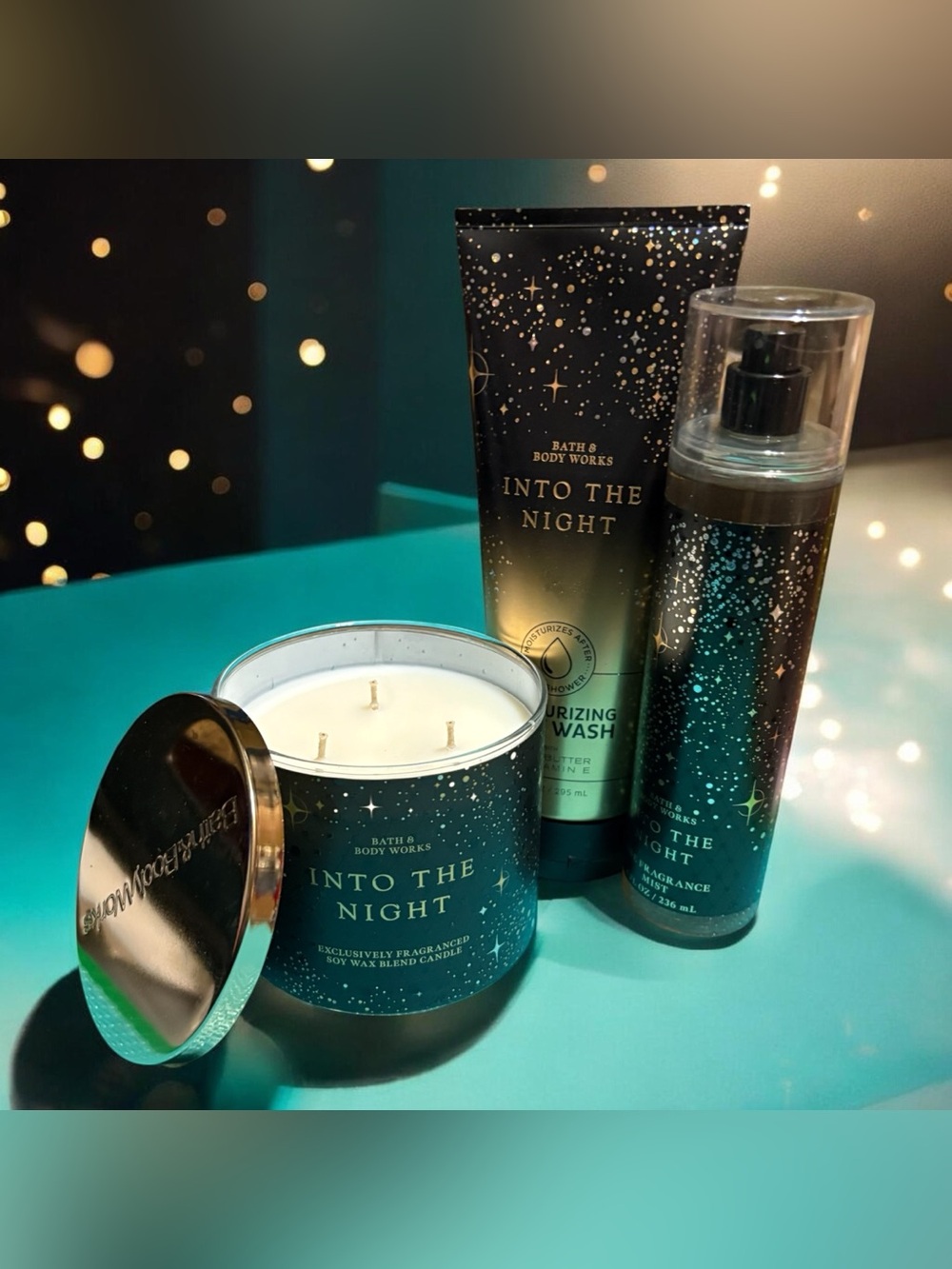Bath & Body Works Into The Night Set - Teal Green and Black Accents